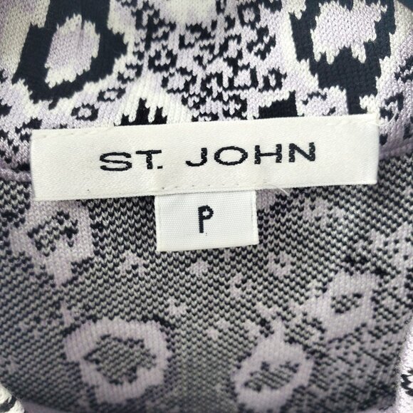 St. John Sleeveless Mock Neck Leopard Print Knit Top Lilac/Black P/XS - Picture 5 of 7